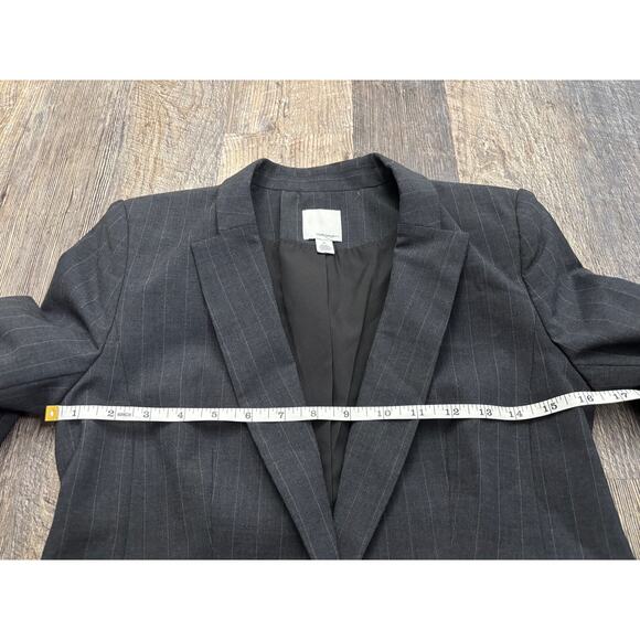 Halogen Gray Pinstripe Wool Blend Single Button Blazer Jacket‎ 2P HA317815MP - Picture 5 of 6